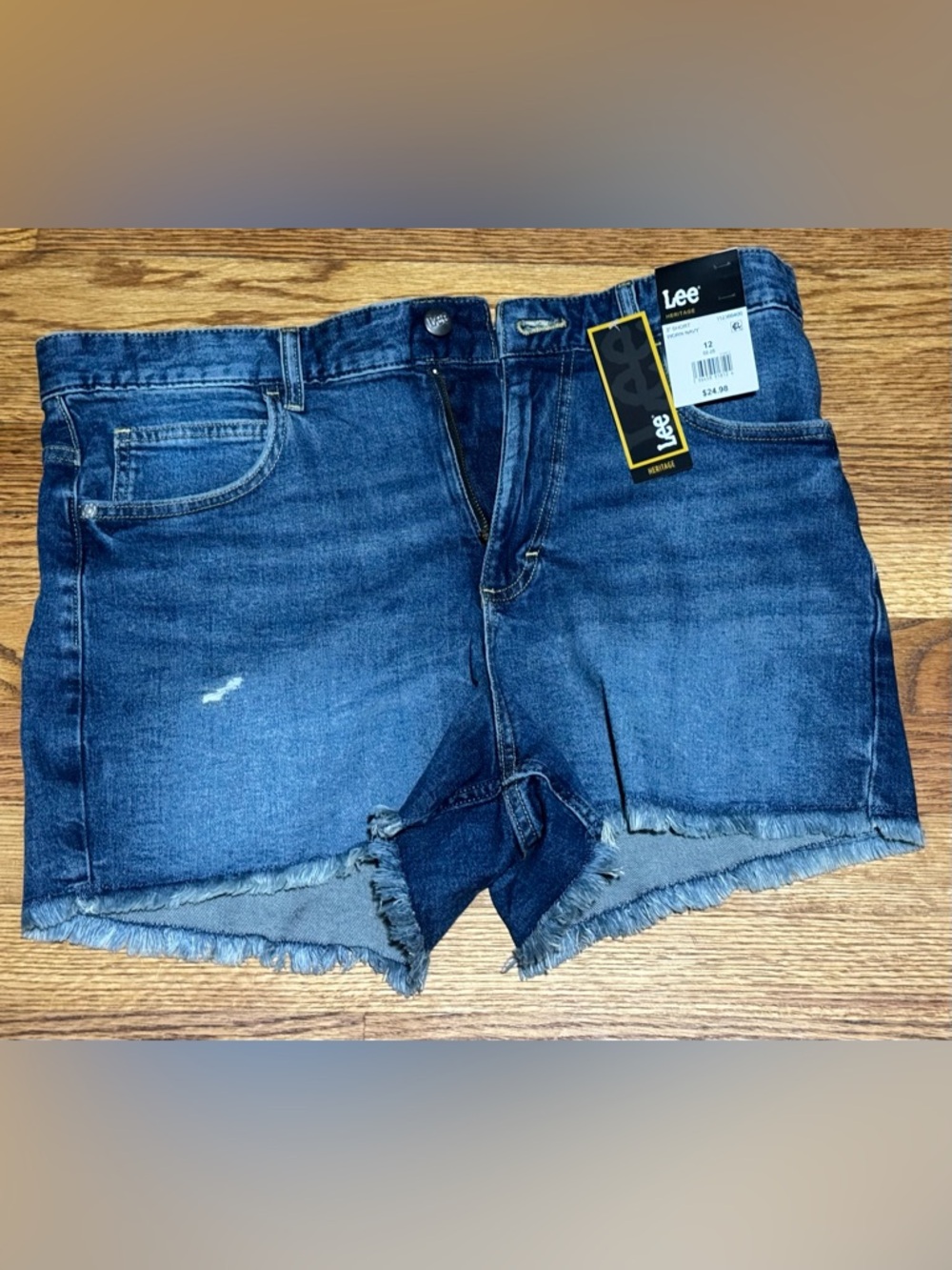 Lee Heritage Worn Navy Denim Shorts